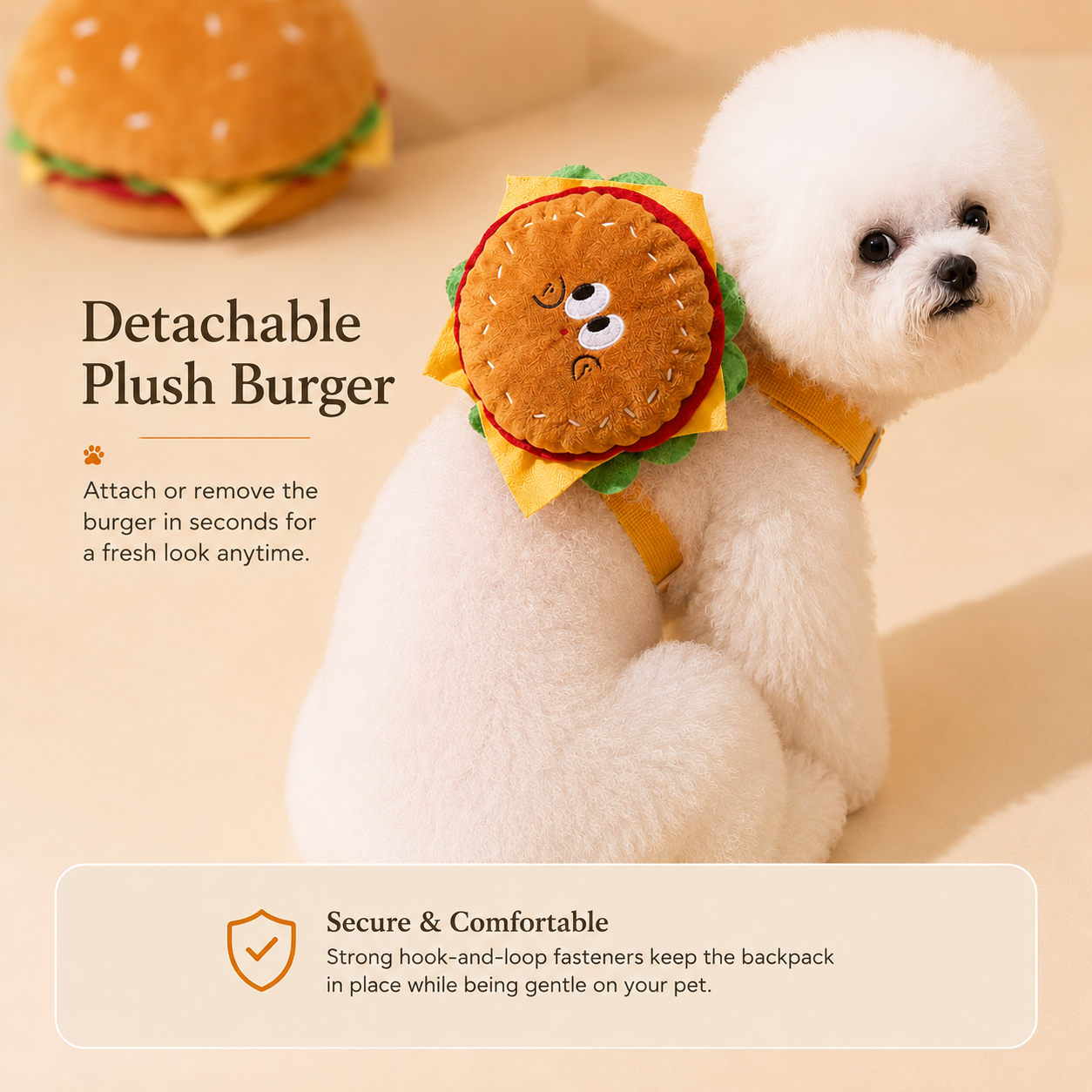 Burger & Fries Pet Harness Backpack
