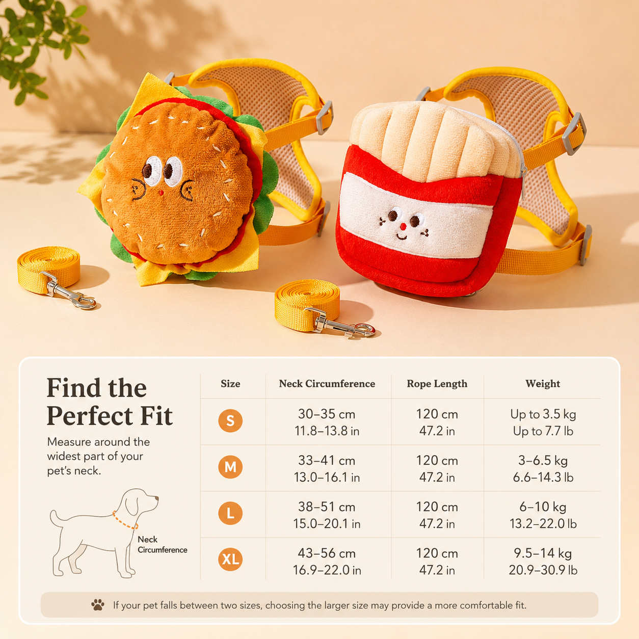 Burger & Fries Pet Harness Backpack