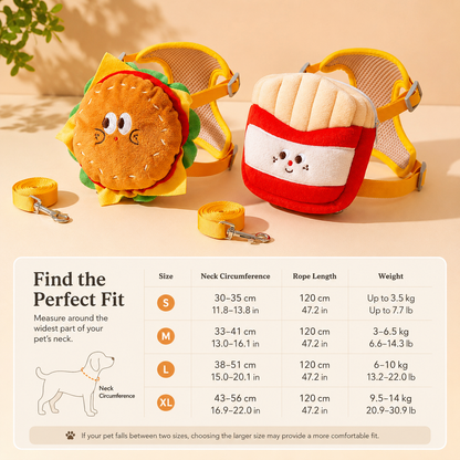 Burger & Fries Pet Harness Backpack
