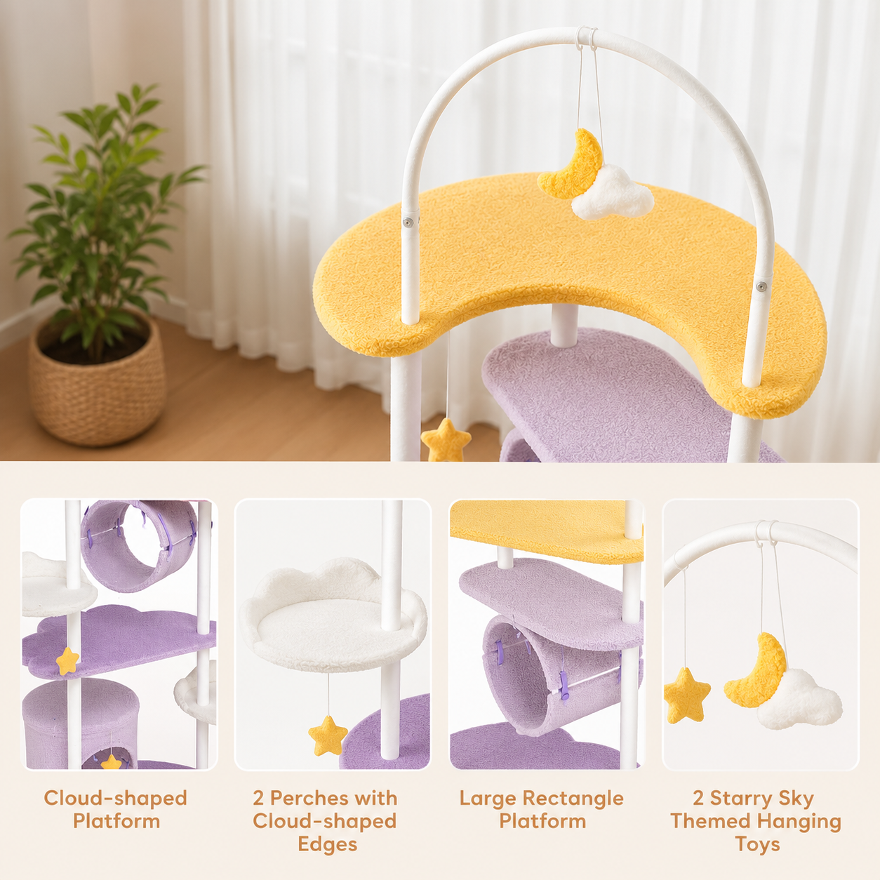 Celestial Cat Tower with Condo & Play Tunnel
