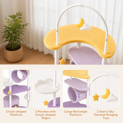 Celestial Cat Tower with Condo & Play Tunnel