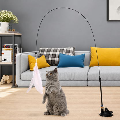 Strong Suction Feather Wand Toy for Cats