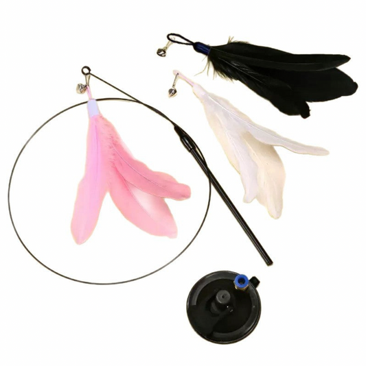Strong Suction Feather Wand Toy for Cats