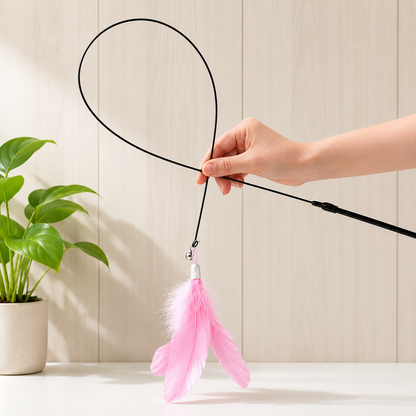 Strong Suction Feather Wand Toy for Cats