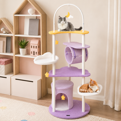 Celestial Cat Tower with Condo & Play Tunnel