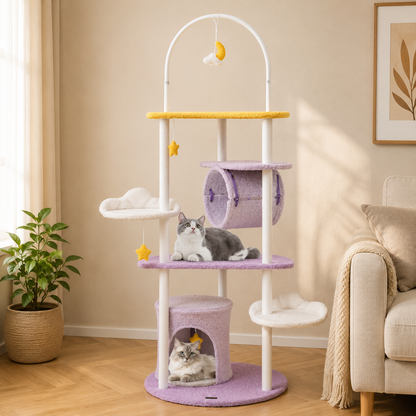 Celestial Cat Tower with Condo & Play Tunnel