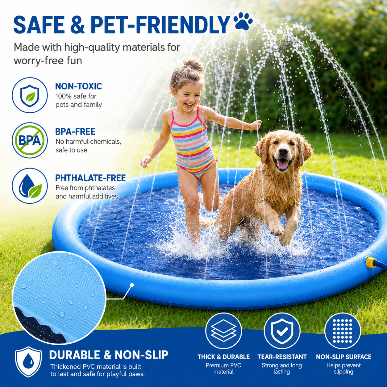 Dog Splash Pad Water Sprinkler Mat